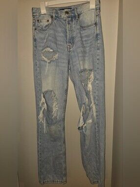 Aeropostale Light Wash 90s Baggy Distressed Jeans Size 2